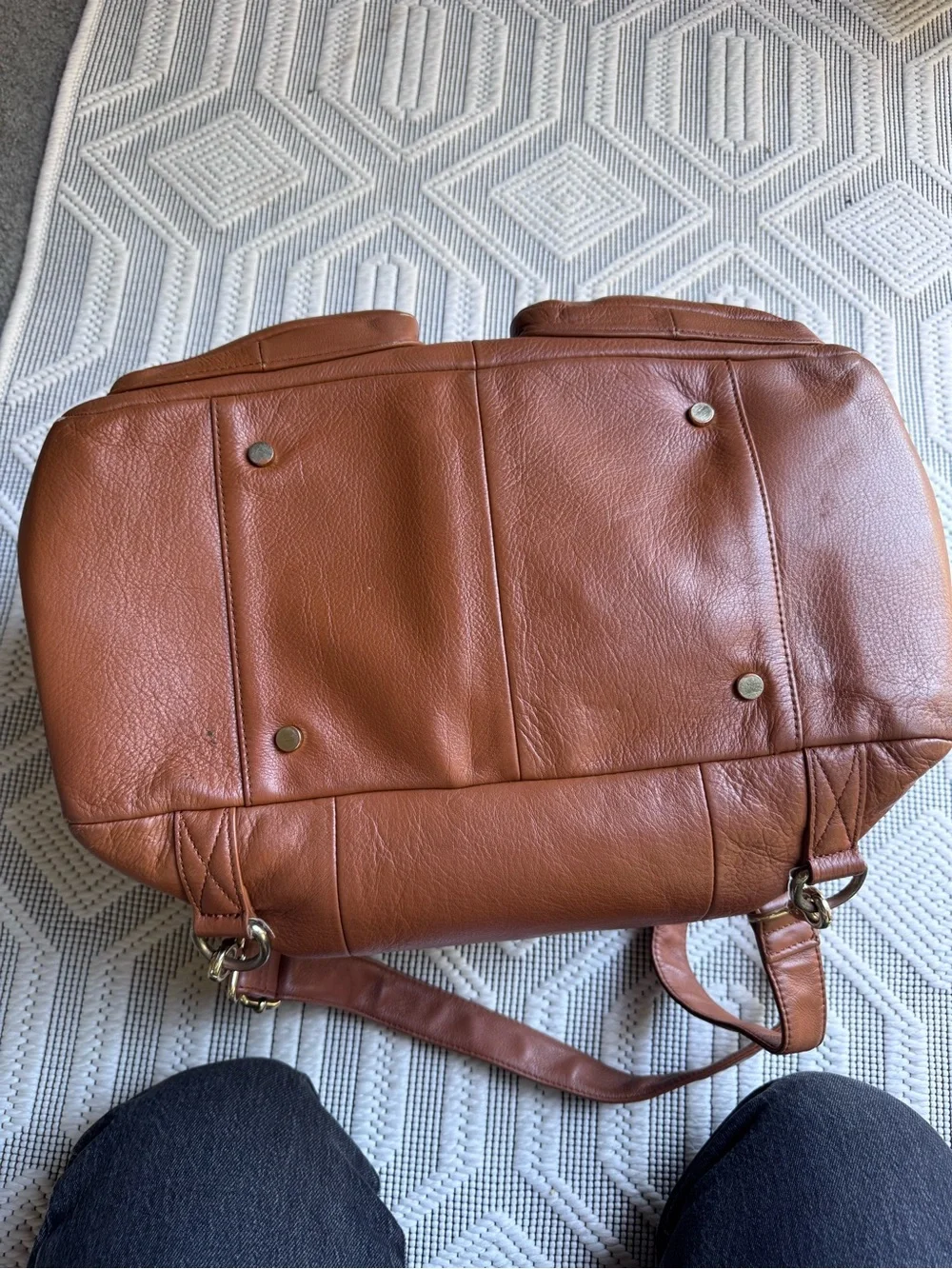 EUC Lily Jade brown leather diaper bag